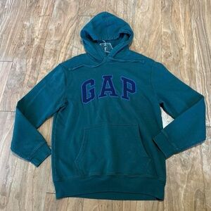 GAP Men's Dark Teal Hoodie with Navy Logo